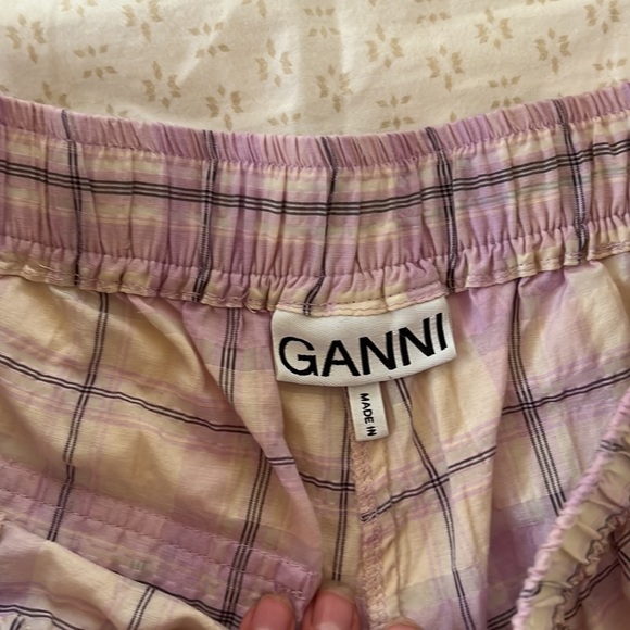 Ganni seersucker check purple plaid shorts - Picture 3 of 4